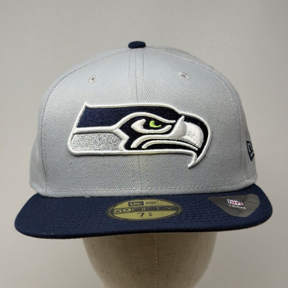 Seattle Seahawks New Era 59FIFTY Hat 7 5/8 Gray Navy Fitted NFL Cap
